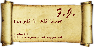 Forján József névjegykártya